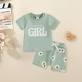 thumbnail image 2 of KPOPLK Toddler Baby Girl Outfit – Short Sleeve Mama’s Girl Print T Shirt & Shorts Set – 2 Piece Summer Clothes(Green&1,0-6 Months), 2 of 8