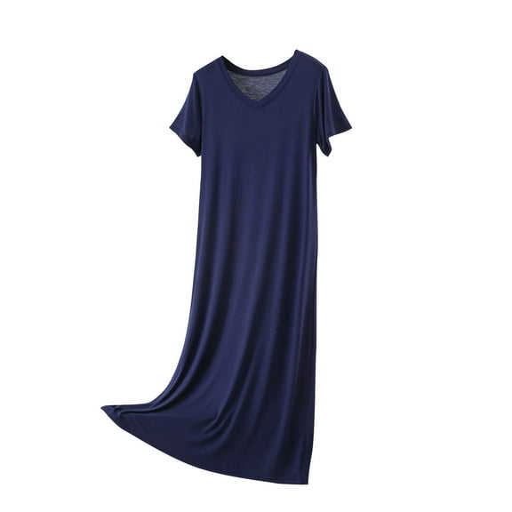 Mgmyaa Women's Casaul Dress V-Neck T-Shirt Dress Short Sleeve Lounge Loose Casual Summer Tunic Midi Dress