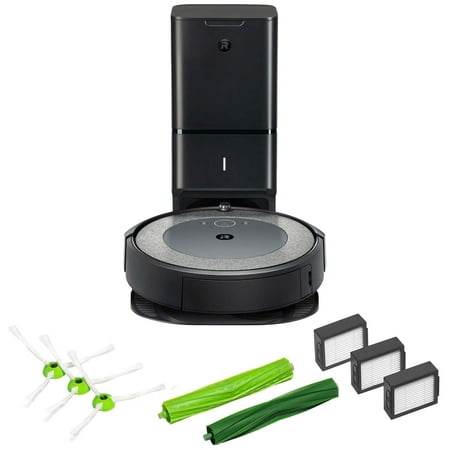 iRobot Roomba i3+ Wi-Fi Connected Robot Vacuum with Automatic Dirt Disposal Bundle with 1 Set of Multi-Surface Rubber Brushes