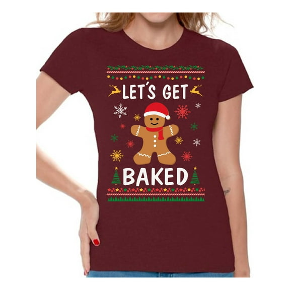 Awkward Styles Christmas Shirts for Women Xmas Gingerbread Man T-Shirt