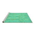 thumbnail image 2 of Ahgly Company Machine Washable Indoor Round Oriental Turquoise Blue Modern Area Rugs, 5' Round, 2 of 4