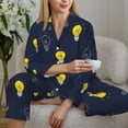 thumbnail image 6 of Pajama Sets for Women 2 Pcs, Bulb Shiny Pattern Button Down Long Sleeve Sleepwear Lounge PJ Sets, 6 of 6