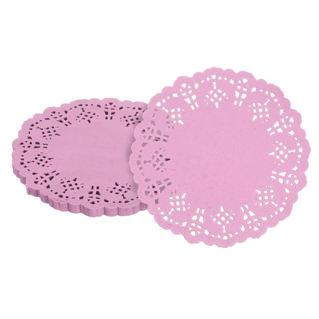 100 piezas de doilies de papel, doilies de papel de encaje de 4.5 pulgadas, manteles desechables de papel rosa