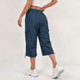 thumbnail image 6 of Women's Capri Cargo Pants, Elastic Waist Cropped Hiking Pants for Women, Lightweight Quick Dry Jogger Trousers with Multi Utility Pockets, Adjustable Capri Length Streetwear Travel Pants Navy XXL, 6 of 8