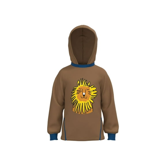 Cotonly Kids Roar Hoodie - Brown, Fleece Winter Wear with Lion Graphic Print, Detachable Hoodie, and YKK Zipper and Pockets, 100% Organic Cotton, Sizes 2T-12 Years