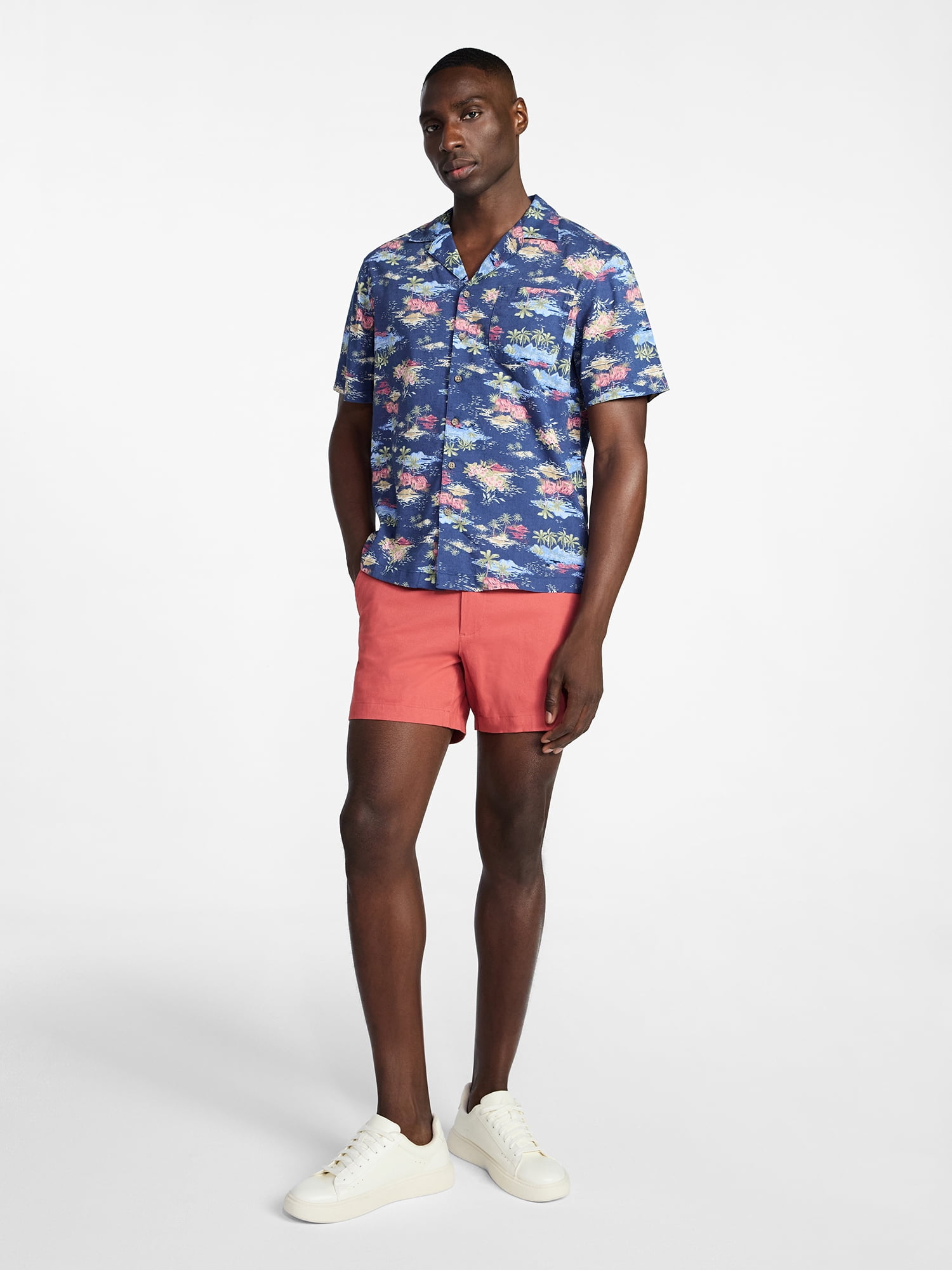 George Men's Relaxed Fit Linen Blend Camp Shirt with Short Sleeves, Sizes S-5XL, LT-3XLT