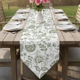 thumbnail image 6 of Boho Sage Green Floral Table Runner Linen Burlap Table Runner 90 Inches Long Vintage Farmhouse Paisley Plant Dresser Scarves for Kitchen Island Coffee Dining Party Wedding Holiday Decor 13"x90", 6 of 8