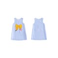 thumbnail image 2 of RUINIXCW Toddler Baby Girl Back to School Dress Kids Kindergarten Outfits Little Baby Girl Summer Tank Dress Overalls School Bow Apple Embroidery Sleeveless Striped A Line Dress, 2 of 9