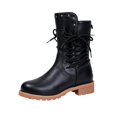 thumbnail image 4 of YOUYEDIAN Boots for Women Side Lace-up Versatile Ankle Mid Top Booties Block Low Heel Comfy Casual Outdoor Shoes, 4 of 5