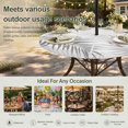 thumbnail image 6 of Round Outdoor Tablecloth with Umbrella Hole and Zipper, Gray Palm Leaf Tablecloth with Elastic Waterproof, Tropical Botanical Leaves Minimalist Patio Table Covers for 36" - 44" Picnic Pool Tables, 6 of 9