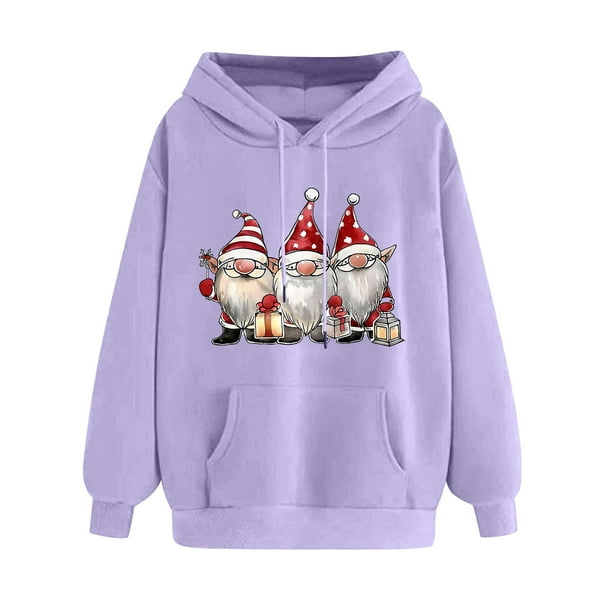 WILLBEST Sudadera de Mujer con Capucha Estampada Navideña para Otoño/Invierno, Talla Grande, Gruesa, Informal y Holgada X-Grande