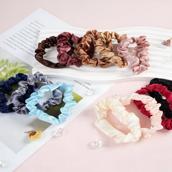 TUWAFE 24 Pcs Soft Silk Scrunchies for Curly Thick Thin Hair Women
