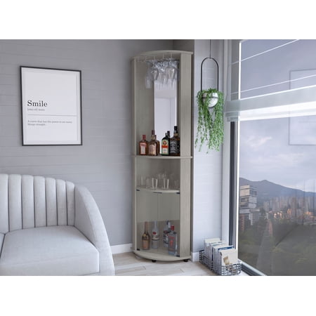 DeeHome Corner Bar Cabinet Rialto, Living Room, Concrete Gray