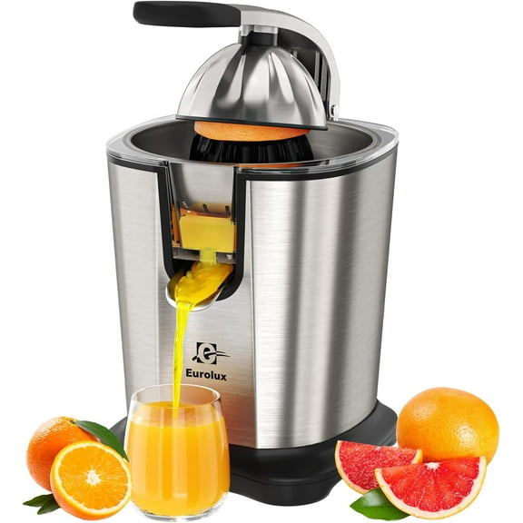 Eurolux Stainless Steel Citrus Juicer 300-Watt Electric Juicer with Soft Grip and Pulp Control