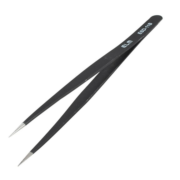 Unique Bargains Factory Anti-static Pointy Fine Tip Stainless Steel Straight Tweezers 5.5" Long