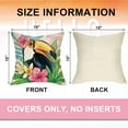 thumbnail image 2 of Hello Summer Vibes Decorative Throw Pillow Covers 18 x 18 Set of 4, Tropical Toucan Flamingo Palm Leaves Cushion Case Decor, Hawaii Hibiscus Flower Colorful Stripes Seasonal Home Decoration, 2 of 6