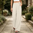 thumbnail image 7 of JYnXIANTI Wide Leg Pants for Women Loose Flowy High Waist Pants Breathable Beach Trousers Travel Outfit with Pockets(White,X-Large), 7 of 7
