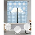 thumbnail image 3 of Buffalo Blue Striped Kitchen Curtains Swag Valance and Tier Curtains Set 24 Inch Length, Love Heart Checkered Rod Pocket Drape Panels Pair Swag Curtain for Bathroom/Cafe/Window, 3 of 6