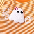 thumbnail image 5 of TOWED22 Toddler Baby Boy Girl Halloween Outfit Letter Ghost Embroidery Stripe Long Sleeve Waffle Sweatshirt and Pants Set,Orange,12-18 M, 5 of 9