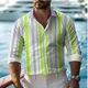 thumbnail image 1 of Camisa de manga larga con estampado de rayas 3D para hombre, estilo hawaiano, estilo playero, tela cómoda, ropa informal, verano, 1 of 6