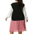 thumbnail image 3 of Agnes Orinda Women's Plus Size Sweater Vest Cable Knit Sweater Sleeveless Pullover Vests 2X Black, 3 of 7