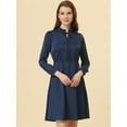 thumbnail image 4 of INSPIRE CHIC Robe Trapèze Décontractée en Satin à Col Noué pour Femme Bleu Marine TP, 4 of 4
