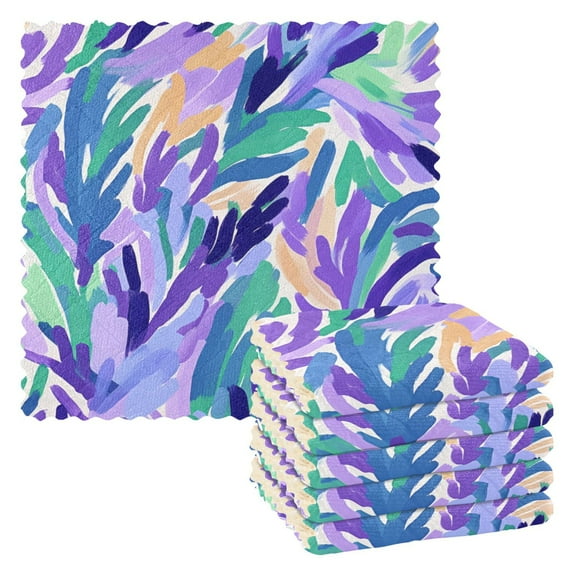 Purple Lavender Kitchen Cloth Dish Towels for Drying Washing Absorbent Dish Rags 6 Pack