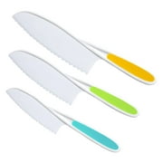 Dvkptbk 3 Piece Kids Kitchen Baking Knife Set, Safe to Use, Firm Grip, Serrated Edges, Kids Knife, Protects Little Chef's , Perfect for Cutting Food and Vegetable