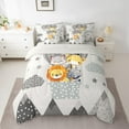 thumbnail image 2 of Manfei Cartoon Giraffe Lions 7 Pieces Bedding Comforter Set,Cute Fox Hippopotamus Full Bedding Set,Jungle Animal Fitted Sheet Flat Sheet For Kids,Super Cozy Room Decor Reversible, 2 of 8
