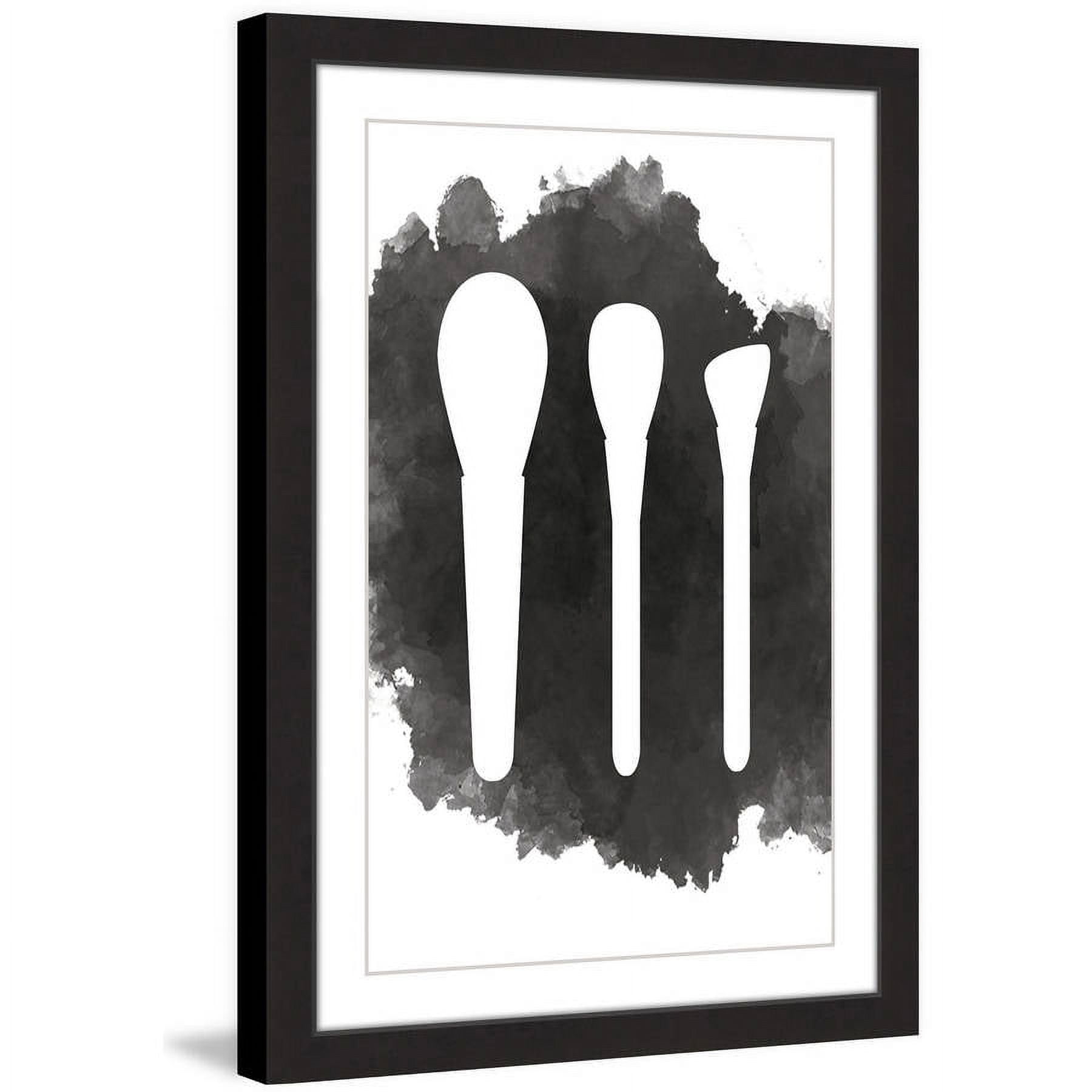 "Makeup Brushes" Framed Painting Art Print, 12" x 1.5"