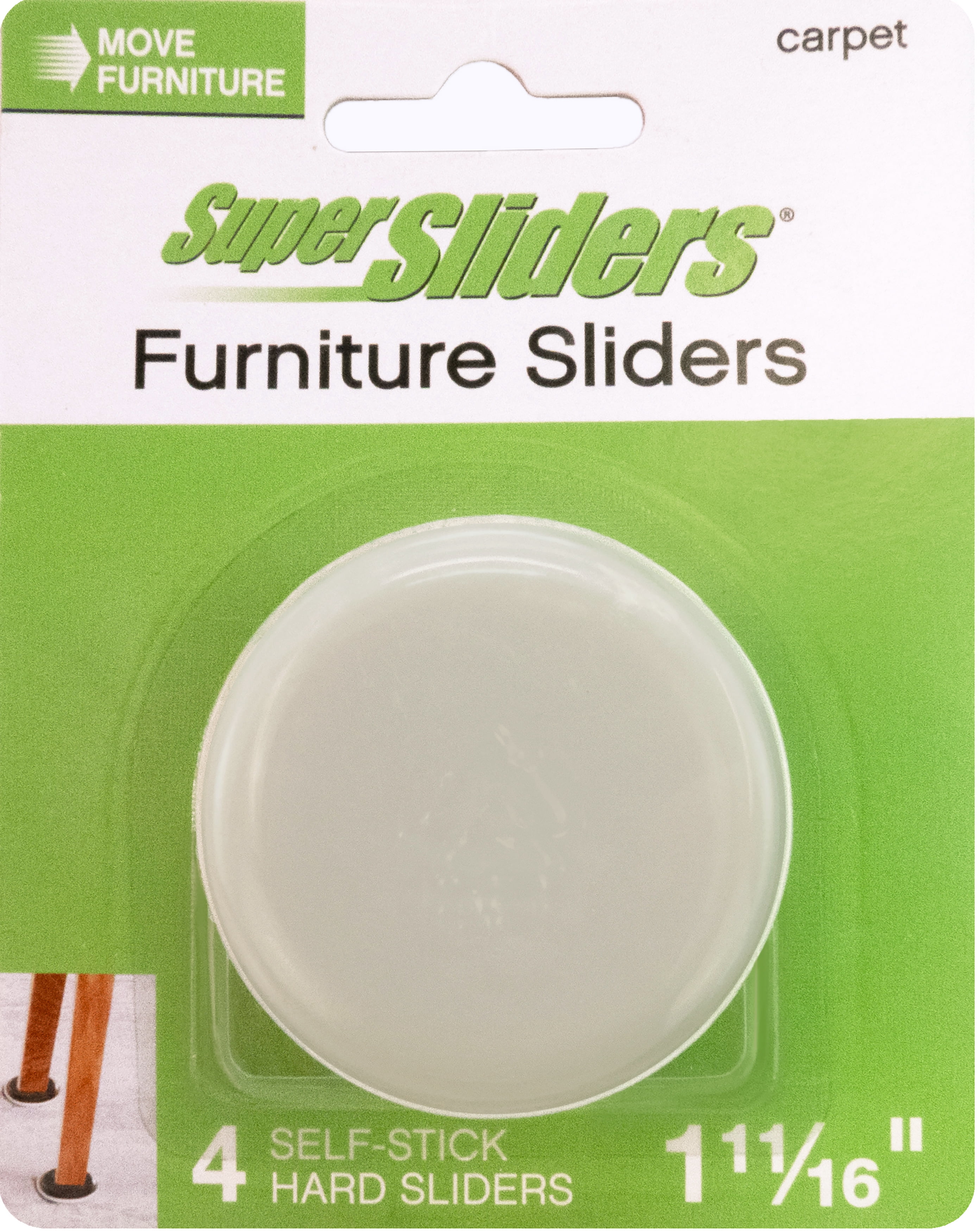 Super Sliders 1-11/16 inch Round Self stick for hard floors. Protects your Floors and Move Furniture with 1.68" Plastic Adhesive – 4 Pack, Beige