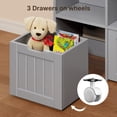 thumbnail image 2 of Noelse Toy Storage Cabinet and Kids Bookcase with 3 Movable Drawers and 6 Open Shelves Featuring Fall Prevention Barrier for Playroom Nursery Kids Room Organization, Gray, 2 of 10