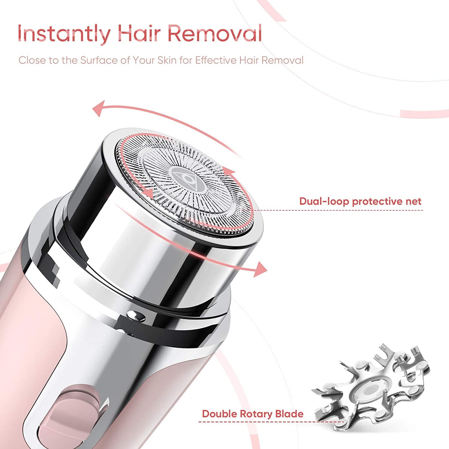 Portable Painless Facial Lipstick Mini Women's Face Hair Remover Shaver Rotating Disc Epilator 18000RPM