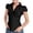 Black, variant on Women's Ruched Front Shirt, Button Down Short Sleeve Slim Fit Collared Blouse, Gathered Detail Casual Summer Top