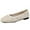 Beige, variant on Women's Ballet Flats PU Leather Dress Shoes Comfortable Round Toe Slip on Flats with Breathable Eyelets Beige 5.5