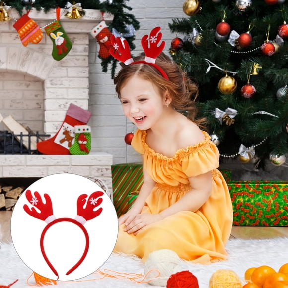 BEADCEST 2Pcs Antlers Costume Headband Fabric Red Sweet Style for Mardi Gras
