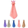 thumbnail image 4 of stanreset Baby Infant Coral Velvet Hand Towel Cartoon Animal Rabbit Kitchen Hanging Bath Wipe Towel Washcloths Kids Handkerchief, 4 of 9