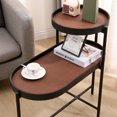 thumbnail image 6 of Modern 2-Tier Side Table, Metal End Table with Round Tray Top and Storage Shelve, Sofa Side Accent Table for Living Room Small Spaces, Brown, 6 of 7