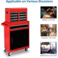 thumbnail image 3 of Ktaxon 2 in 1 Rolling Tool Chest Storage Cabinet, Mechanic Tool Organizer Box, w/5 Drawers, Black & Red, 3 of 8
