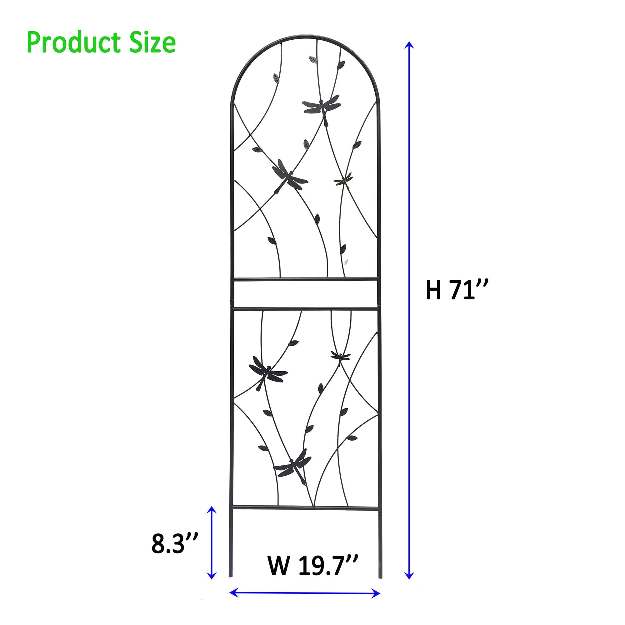 2 Pack 71" H Large Garden Trellis，Heavy Duty Rustproof Black Iron Plant Trellis for Potted Plant Support Metal Climbing Rose Trellis