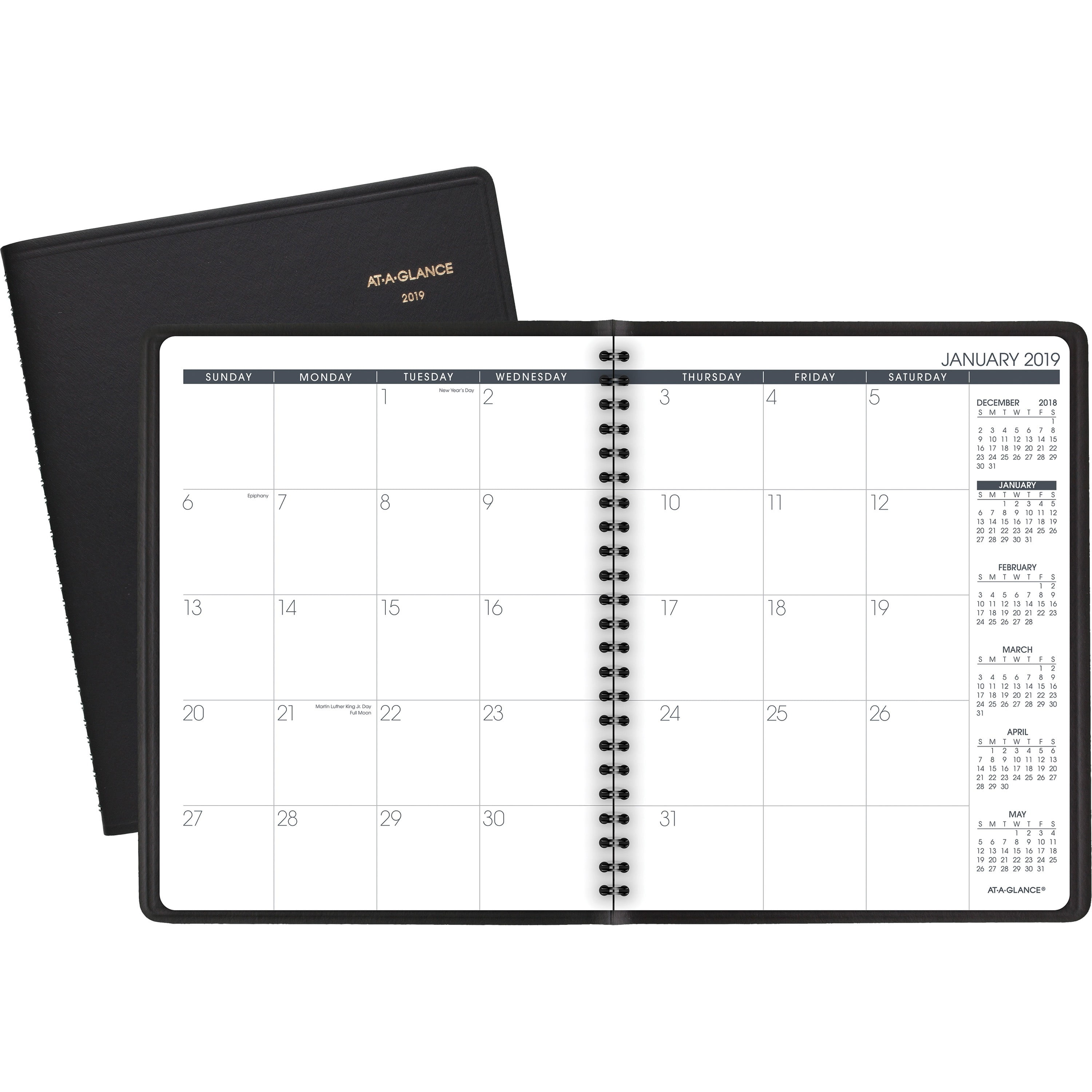 ATAGLANCE Planner Monthly 12 Mth JanDec 73/8"x91/8" Black