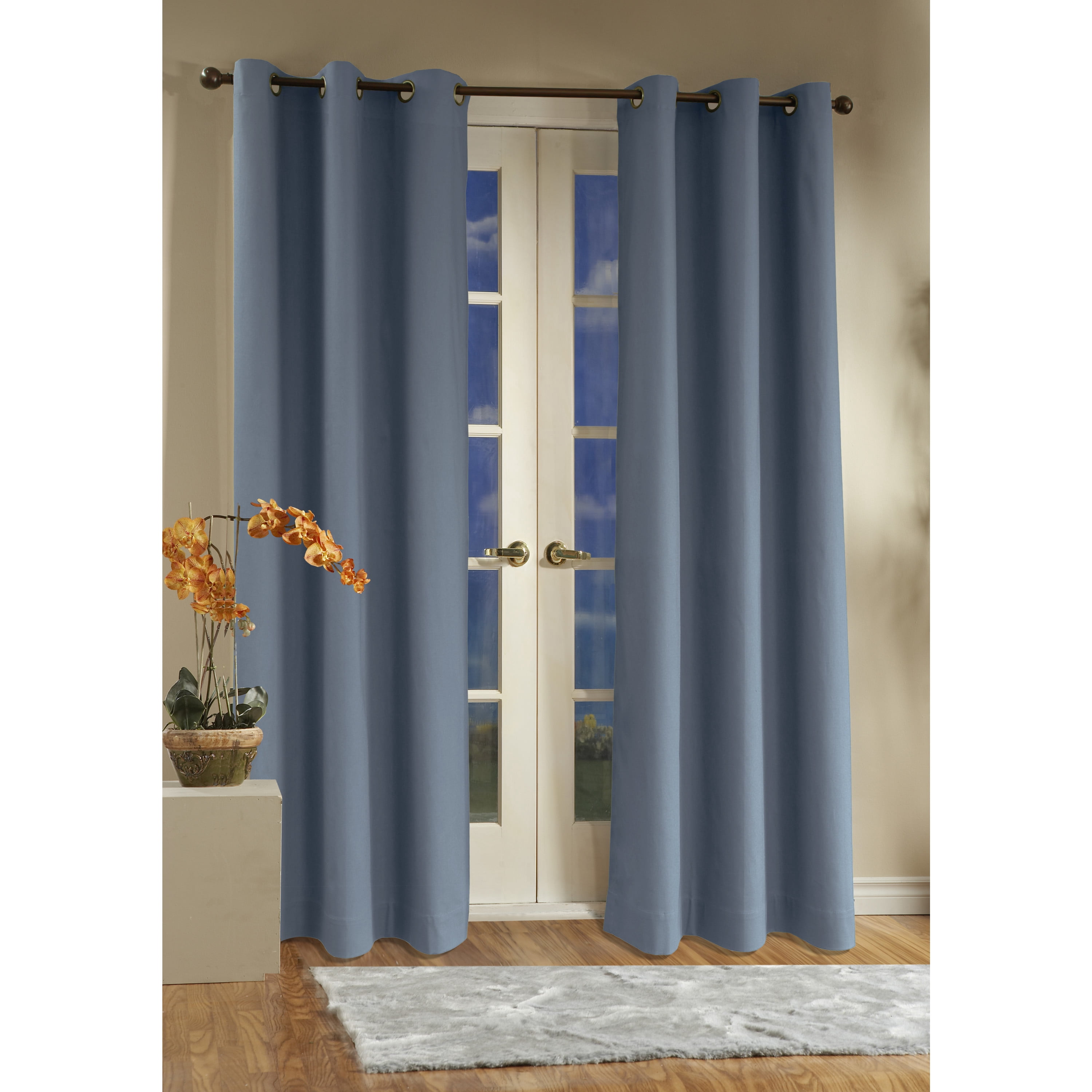 Winmate Insulated Cotton Grommet Curtain Panel - Pair each 40" x 72" in Blue