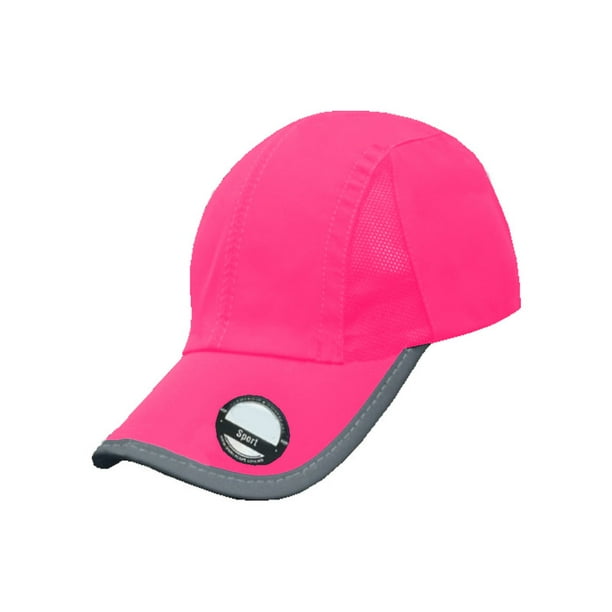 Gorra sport con malla y bies reflejante, ajustable. Unisex.