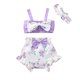 thumbnail image 1 of Ropa Para Bebé (Niño O Niña) Traje Para Niño Pequeño Moda Flores Lindas Estampado De Flores Tirantes Top Cinturón Pantalones Cortos Tocado Traje Púrpura Odeerbi LM103-9048, 1 of 8