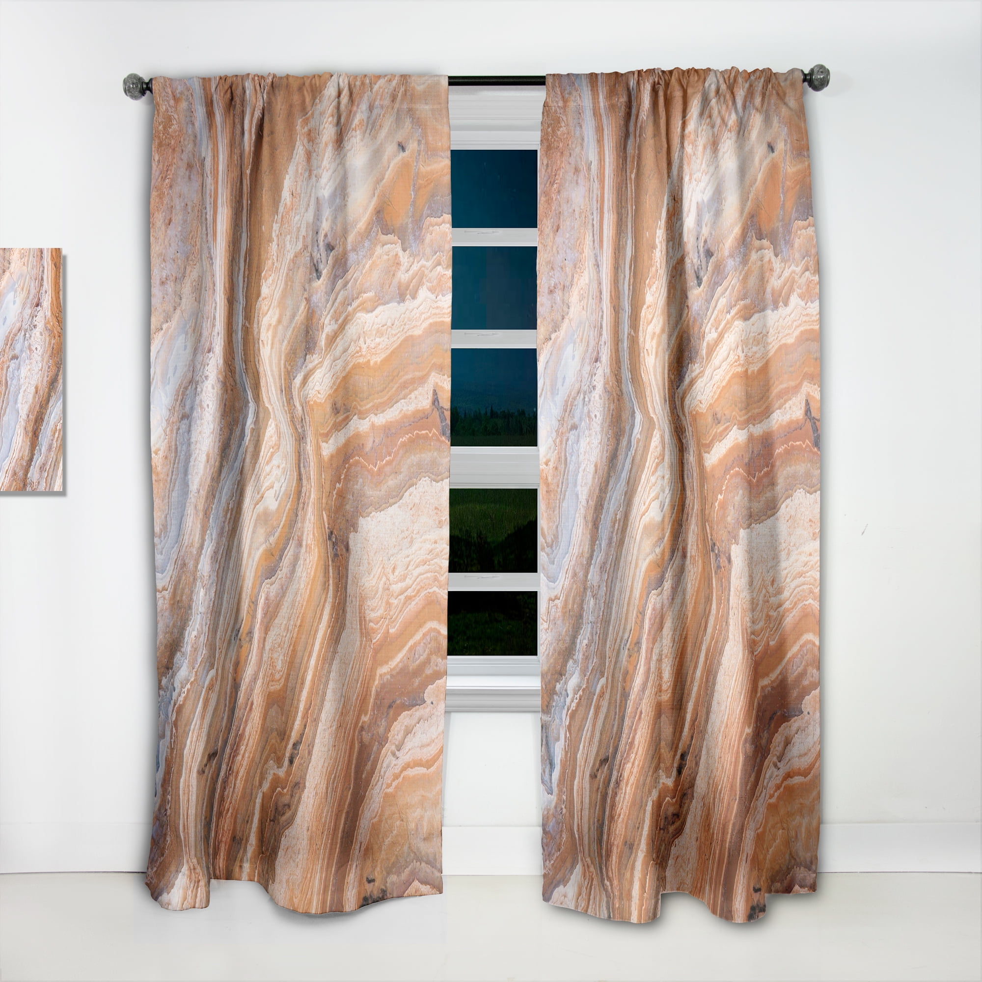 Designart Traditional Orange Abstract Art Rod Pocket Sheer Curtains, 52" x 120"