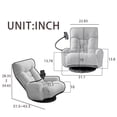 thumbnail image 5 of 360° Swivel Floor Gaming Chair, 5 Position Adjustable Folding Lounge Sofa Chair with Armrests & Phone Holder, Rotatable Lounge Chair for Home & Living Room Chaise Lounge Indoor for Adults, 5 of 10