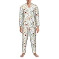 thumbnail image 3 of Balery Wildflower Watercolor Pijama para Hombre de Dos Piezas con Manga Larga, Conjunto de Dormir y Descanso Suave con Bolsillos-Small, 3 of 7