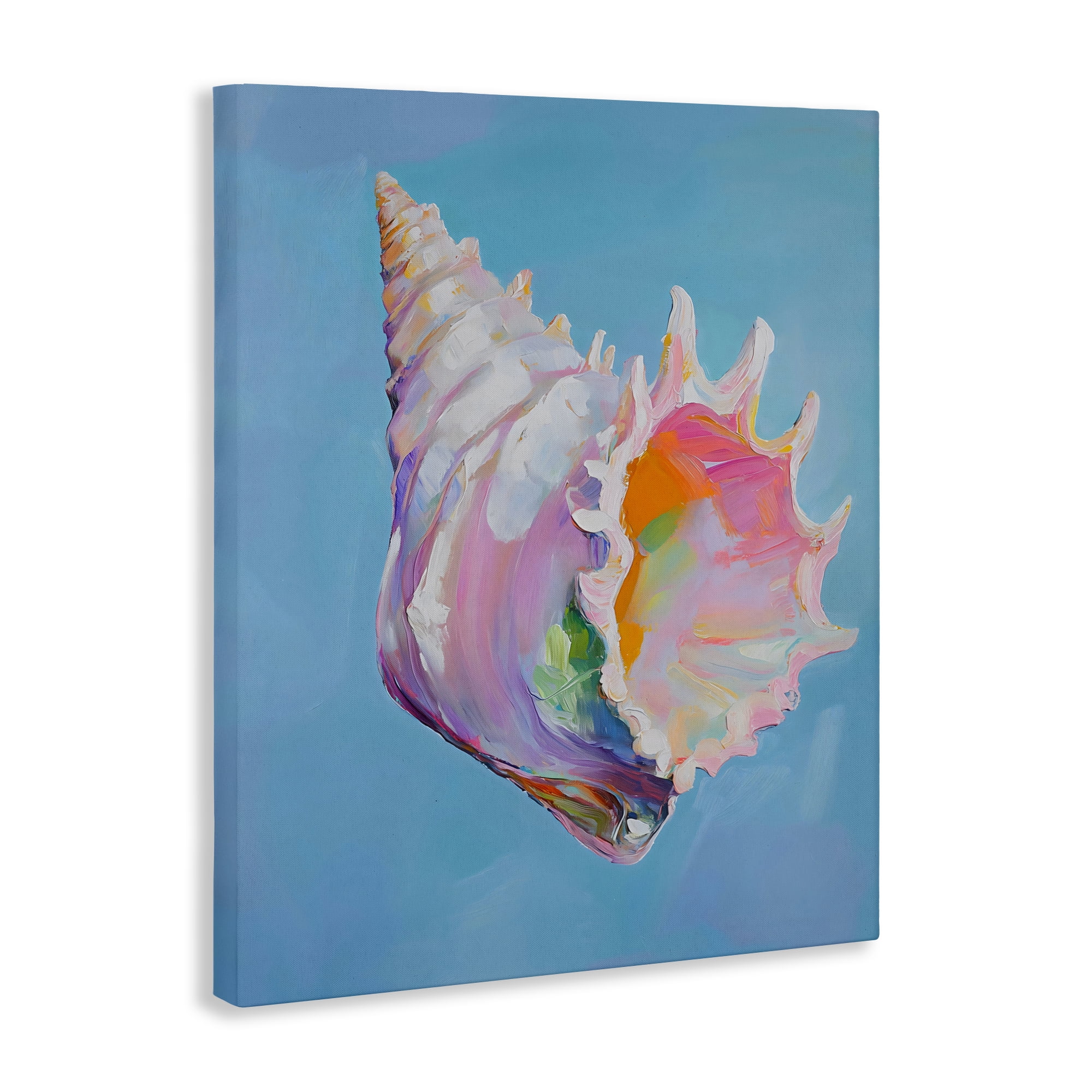 Stupell Industries Pastel Hued Conch on Blue Canvas Wall Art, design by The Prints Vibe