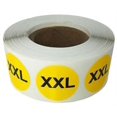 thumbnail image 1 of Autocollants de Taille de Vêtements de Couleur Jaune XXL 0,75" Pouce Rond 500 Pack, 1 of 1