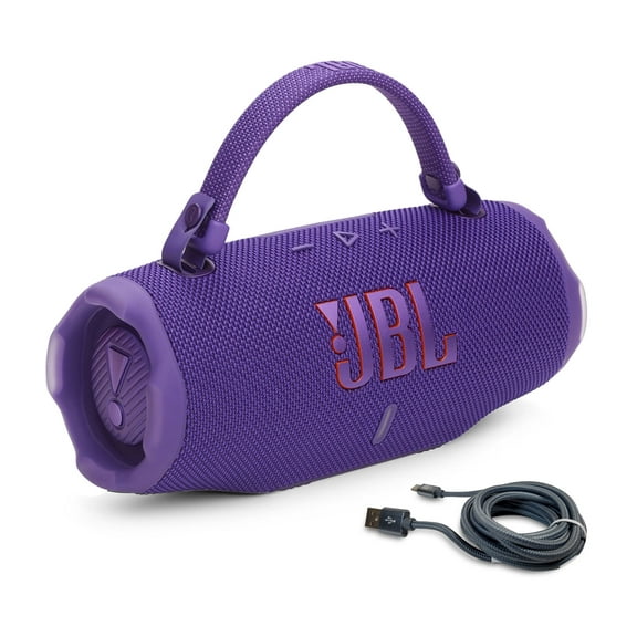 JBL Charge 6 Portable Bluetooth Speaker & 6ft USB-C Braided Cable Bundle - Purple